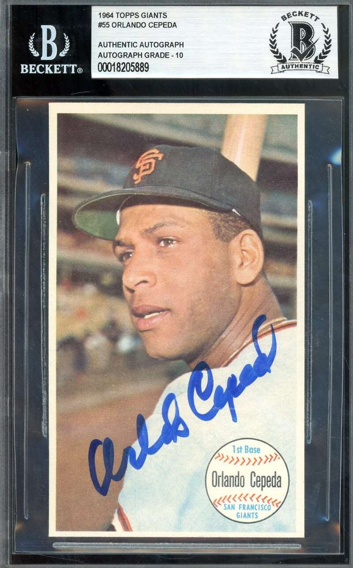 Orlando Cepeda Gem Mint 10 Beckett BAS Signed 1964 Topps Giants Autograph