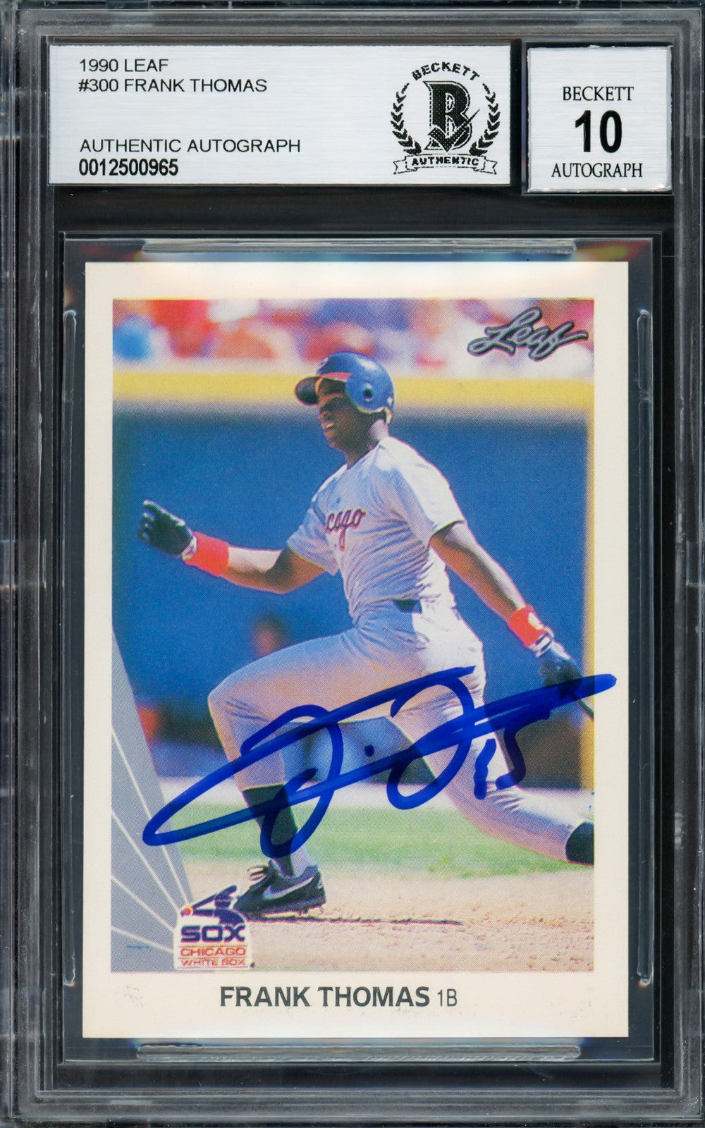 Frank Thomas Signed 1990 Leaf RC 300 Chicago White Sox Auto GM 10 Beckett