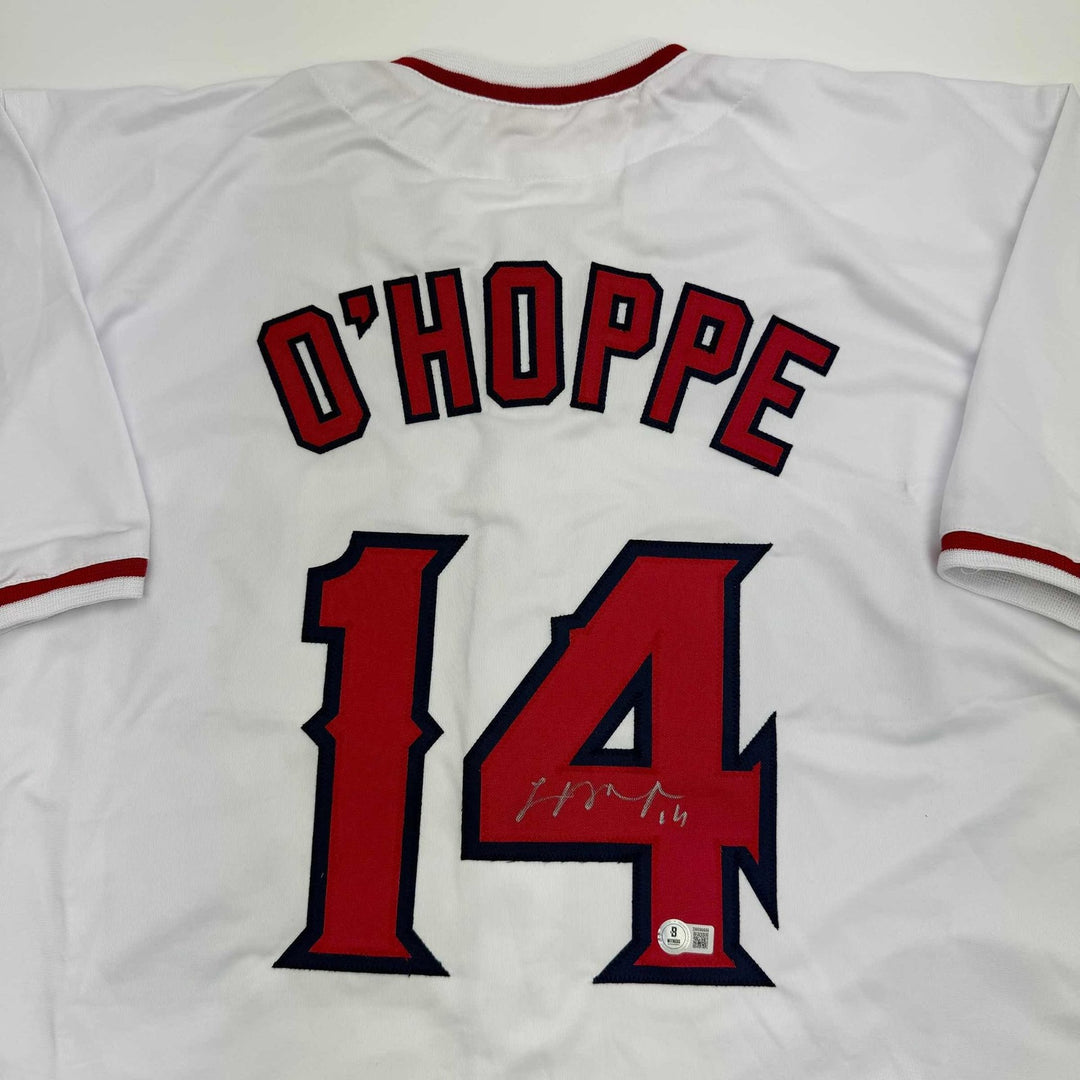 Autographed/Signed Logan O'Hoppe Los Angeles LA Anaheim White Jersey COA