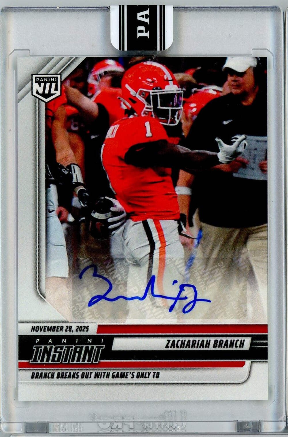 2025 Panini Instant Zachariah Branch #ZBA Auto Georgia Bulldogs RC Football Card