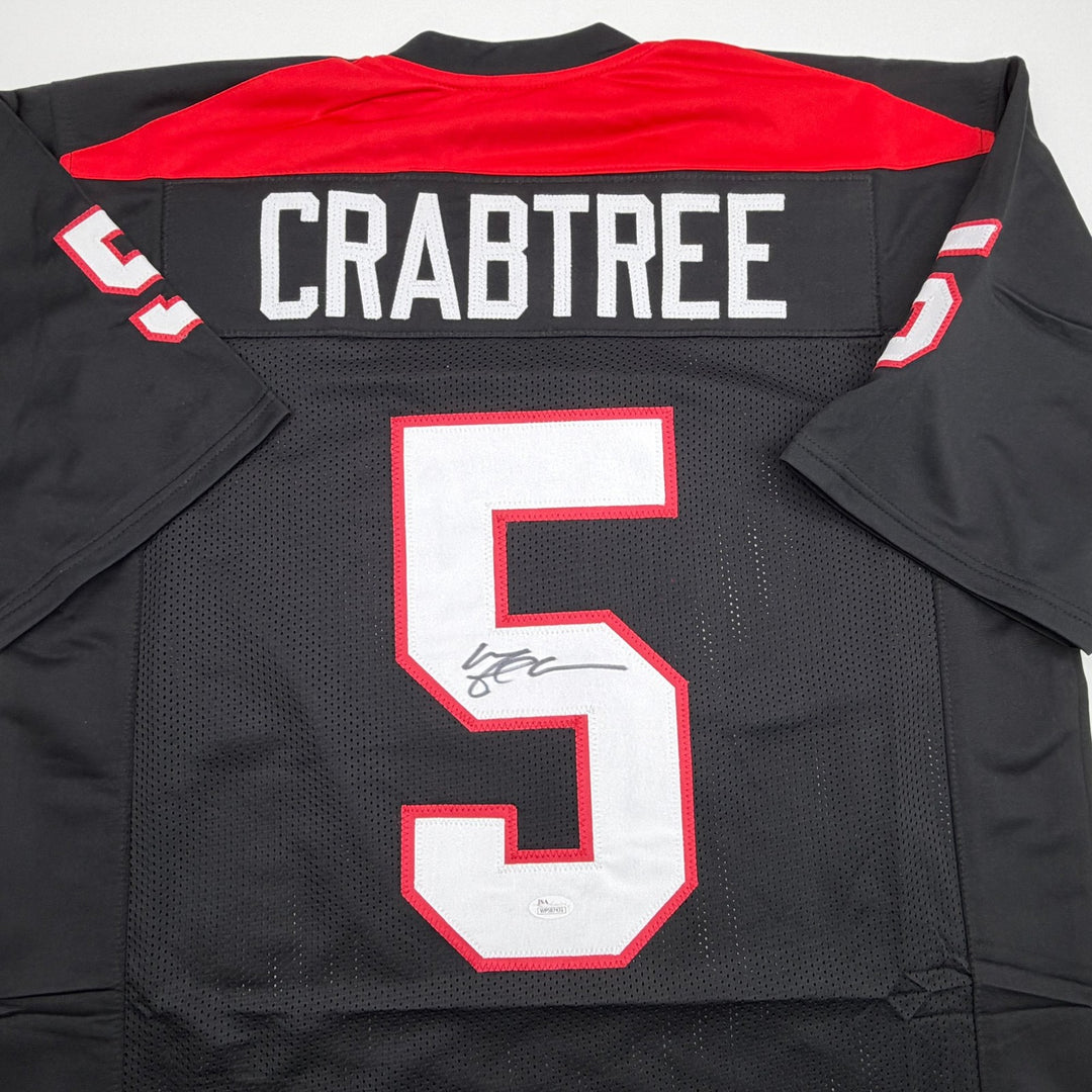 Autographed/Signed Michael Crabtree Texas Tech Black College Jersey JSA COA