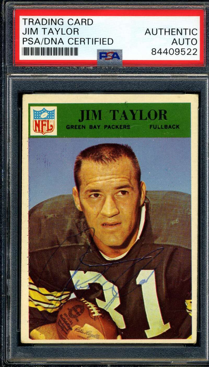 Jim Taylor PSA DNA Coa Vintage Signed 1966 Philadelphia Gum Autograph