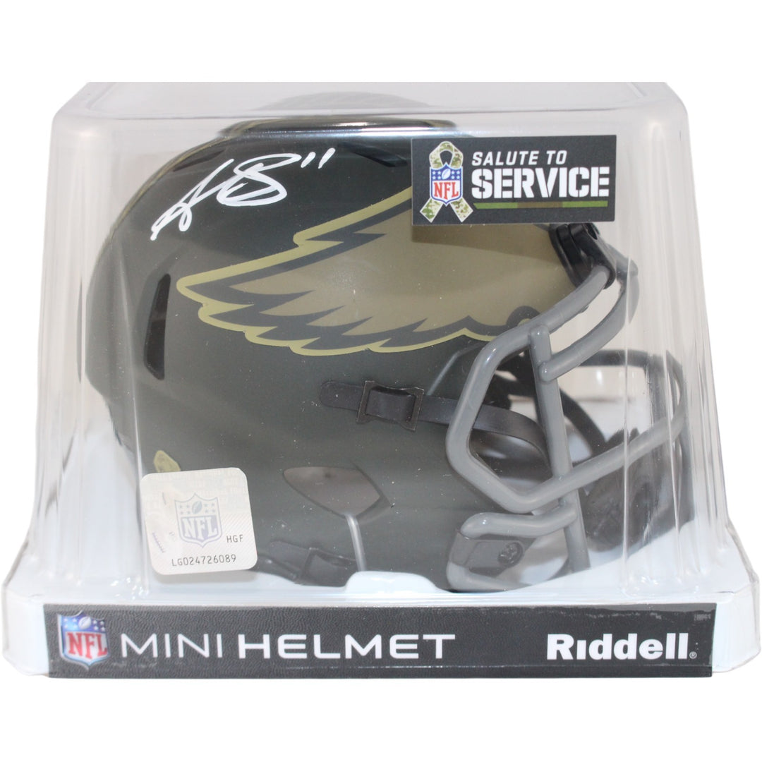 AJ Brown Autographed Philadelphia Eagles 25 STS Mini Helmet Beckett W 54033