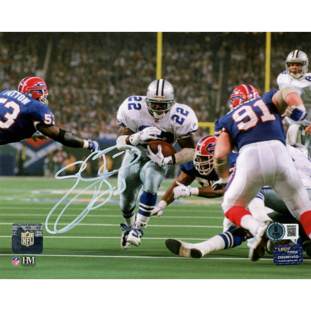Emmitt Smith Autographed/Signed Dallas Cowboys 8x10 Photo Beckett Witness 51453