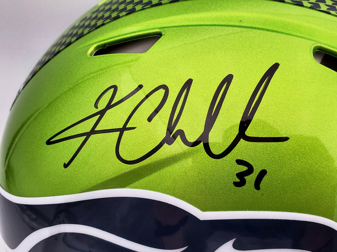Kam Chancellor Auto Seahawks Flash Green Full Size Auth Speed Helmet SB Champs