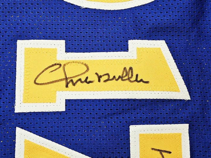 Warriors Chris Mullin, Tim Hardaway, Richmond Auto Blue Jersey Run TMC HOF BAS