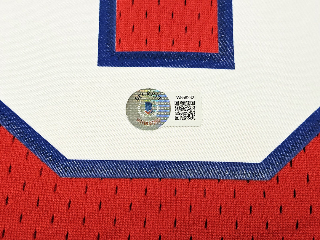 76ers Julius Dr J Erving Auto Red Auth Mitchell Ness 82 Swingman Jersey 2X BAS
