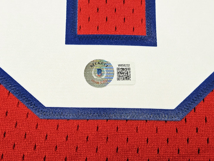 76ers Julius Dr J Erving Auto Red Auth Mitchell Ness 82 Swingman Jersey 2X BAS