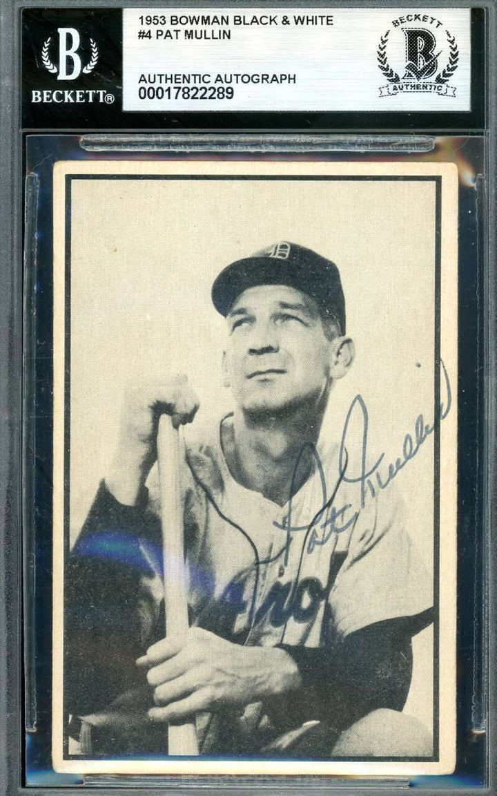 Pat Mullin Beckett BAS Signed 1953 Bowman Black & White Autograph