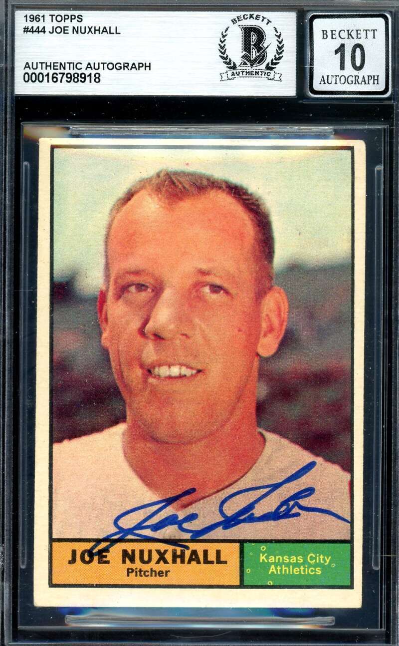 Joe Nuxhall Gem Mint 10 Beckett BAS Signed 1961 Topps Autograph