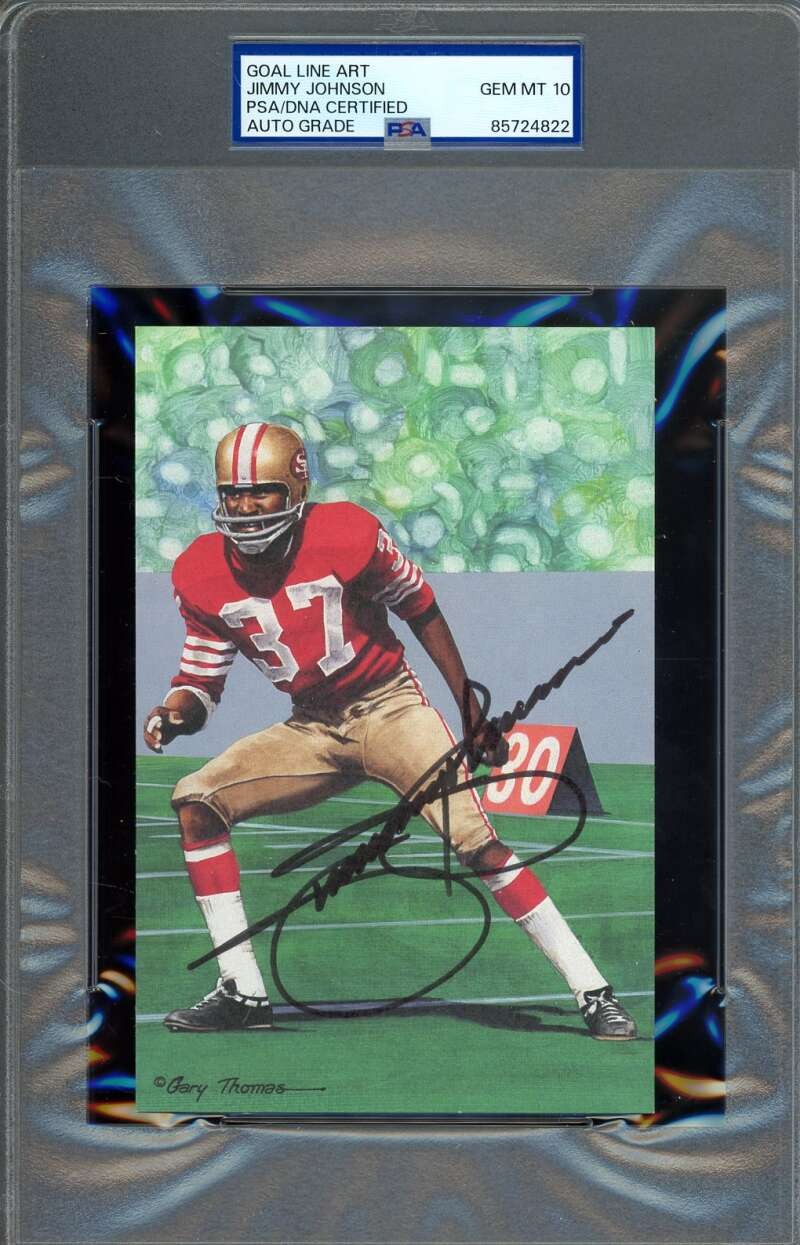 Jimmy Johnson Gem Mint 10 PSA DNA Signed Goal Line Art Card GLAC Autograph