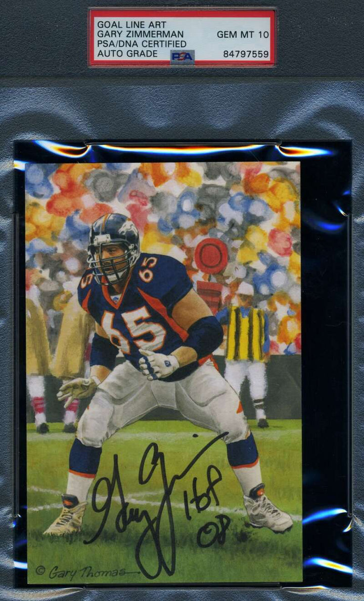 Gary Zimmerman Gem Mint 10 PSA DNA Signed Goal Line Art Card GLAC Autograph