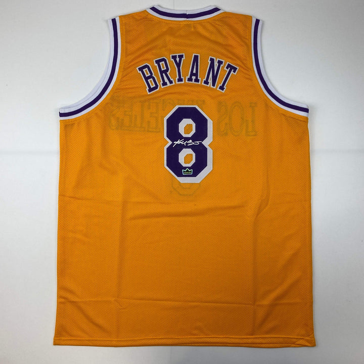 Facsimile Autographed Kobe Bryant #8 Los Angeles LA Yellow Jersey Size Men's XL