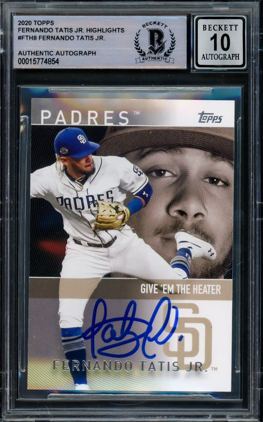Fernando Tatis Jr. Auto Signed 2020 Topps Card FTH-8 Padres Auto GM 10 Beckett
