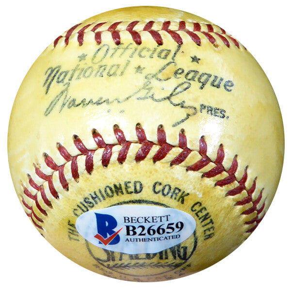 Forest "Woody" Jensen Auto Official NL Giles Baseball Pirates Vintage Beckett