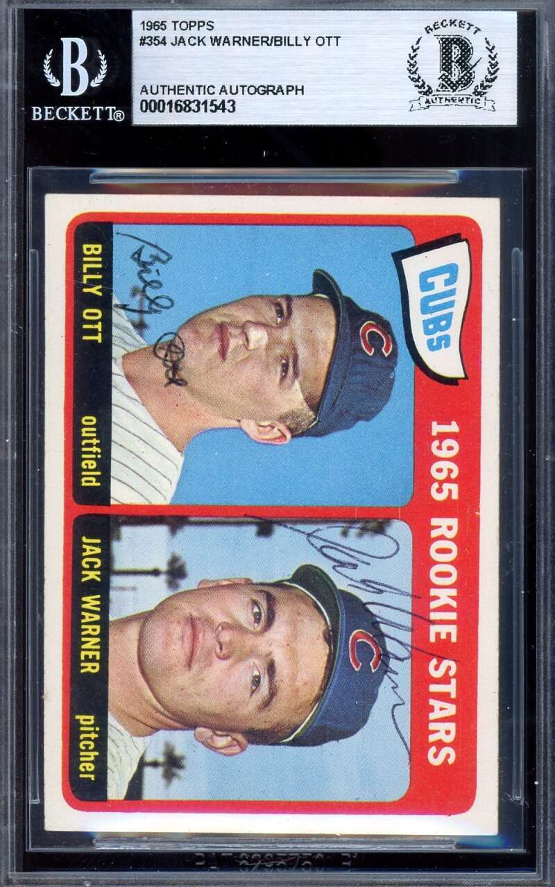 Jack Warner Billy Ott Beckett BAS Signed 1965 Topps Rookie Stars Autograph