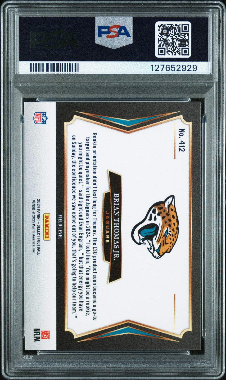 Graded 2024 Panini Select Brian Thomas Jr. #412 Rookie RC Card PSA 10 Gem Mint