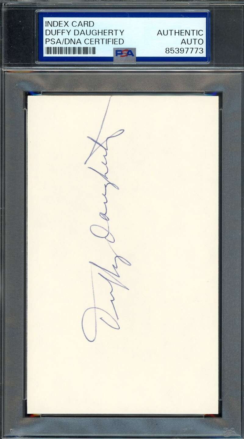 Duffy Daugherty PSA DNA Signed 3x5 Index Card Michigan State Autographed