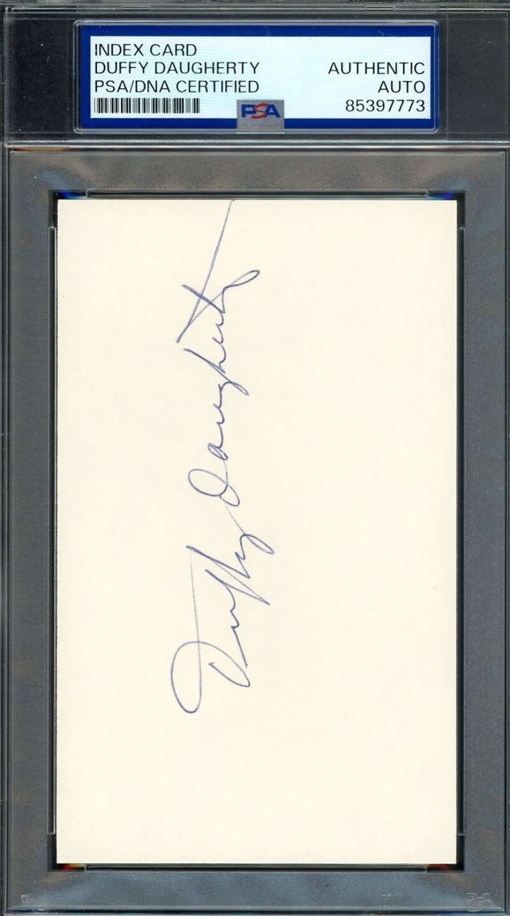 Duffy Daugherty PSA DNA Signed 3x5 Index Card Michigan State Autographed