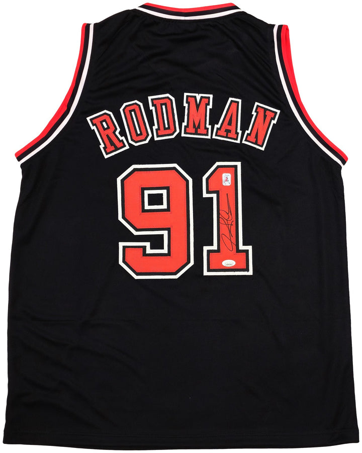 Chicago Bulls Dennis Rodman Autographed Signed Black Jersey JSA
