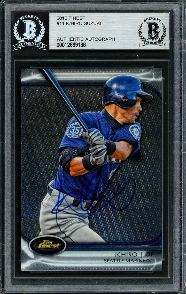 Ichiro Suzuki Signed 2012 Topps Finest Card 11 Seattle Mariners Beckett