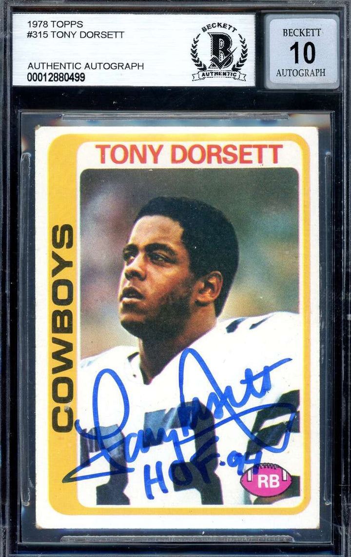 Tony Dorsett Gem Mint 10 Beckett BAS Signed 1978 Topps Rookie Autograph