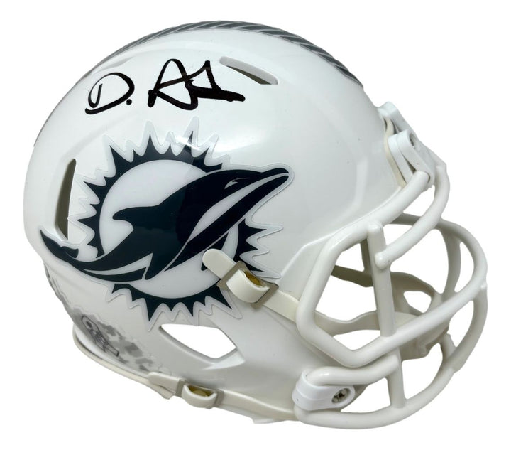 De'Von Achane Signed Miami Dolphins Salute To Service Mini Speed Helmet BAS