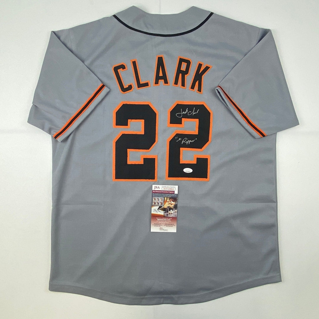 Signed Jack Clark The Ripper San Francisco Grey Jersey JSA COA Auto