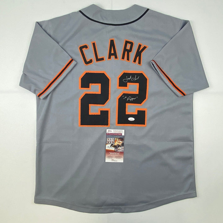 Signed Jack Clark The Ripper San Francisco Grey Jersey JSA COA Auto