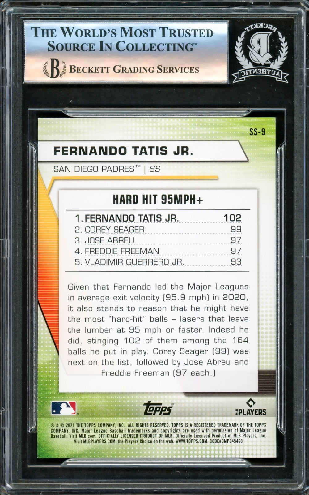 Fernando Tatis Jr. Signed 2021 Topps Significant Statistics Card #SS-9 San