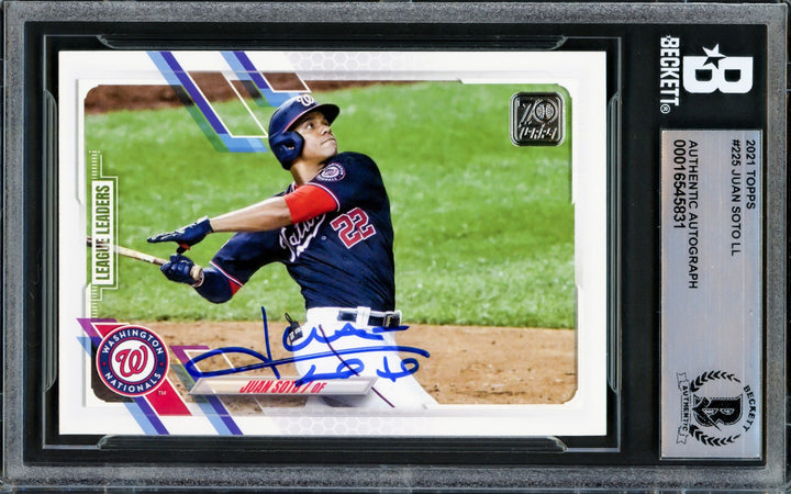Juan Soto Autographed Signed 2021 Topps Card 225 Washington Nationals Beckett