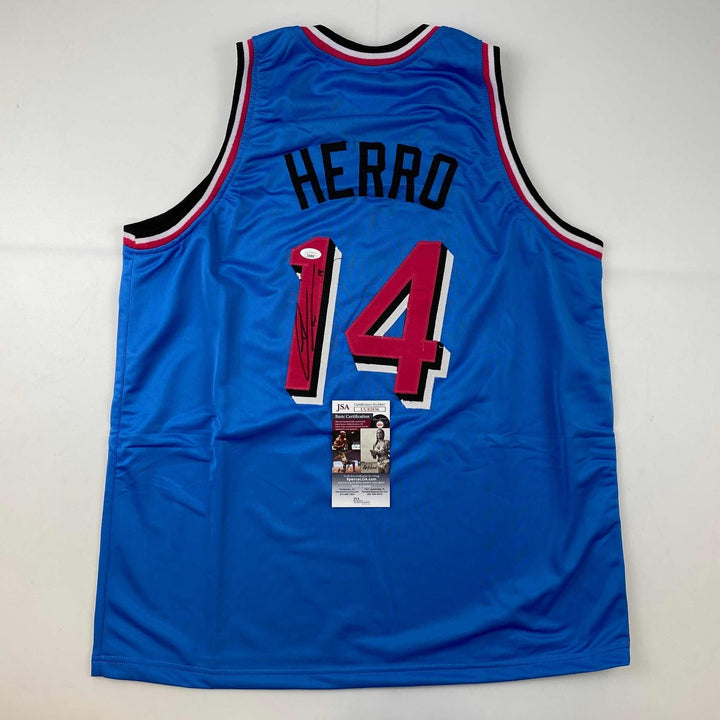 Autographed/Signed Tyler Herro Miami Blue Vice City Jersey JSA COA