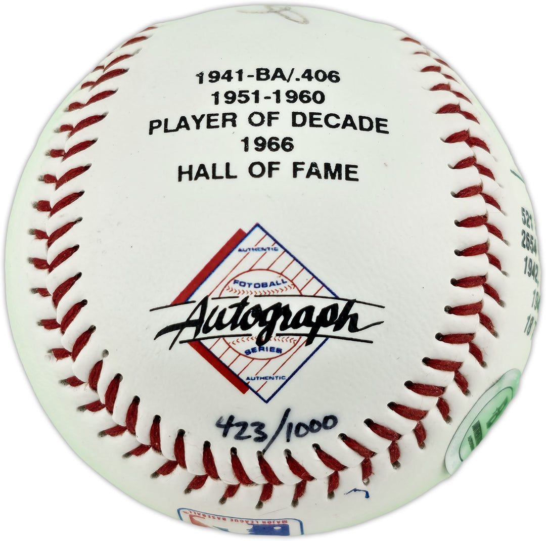 Ted Williams Signed Official Fotoball Baseball Boston Red Sox Beckett #AE85114