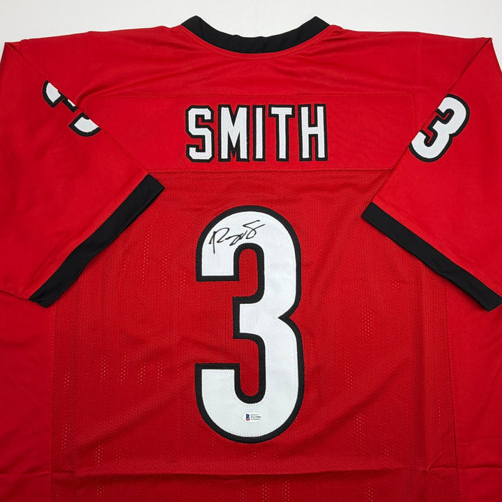 Autographed/Signed Roquan Smith Georgia Red College Football Jersey Beckett COA