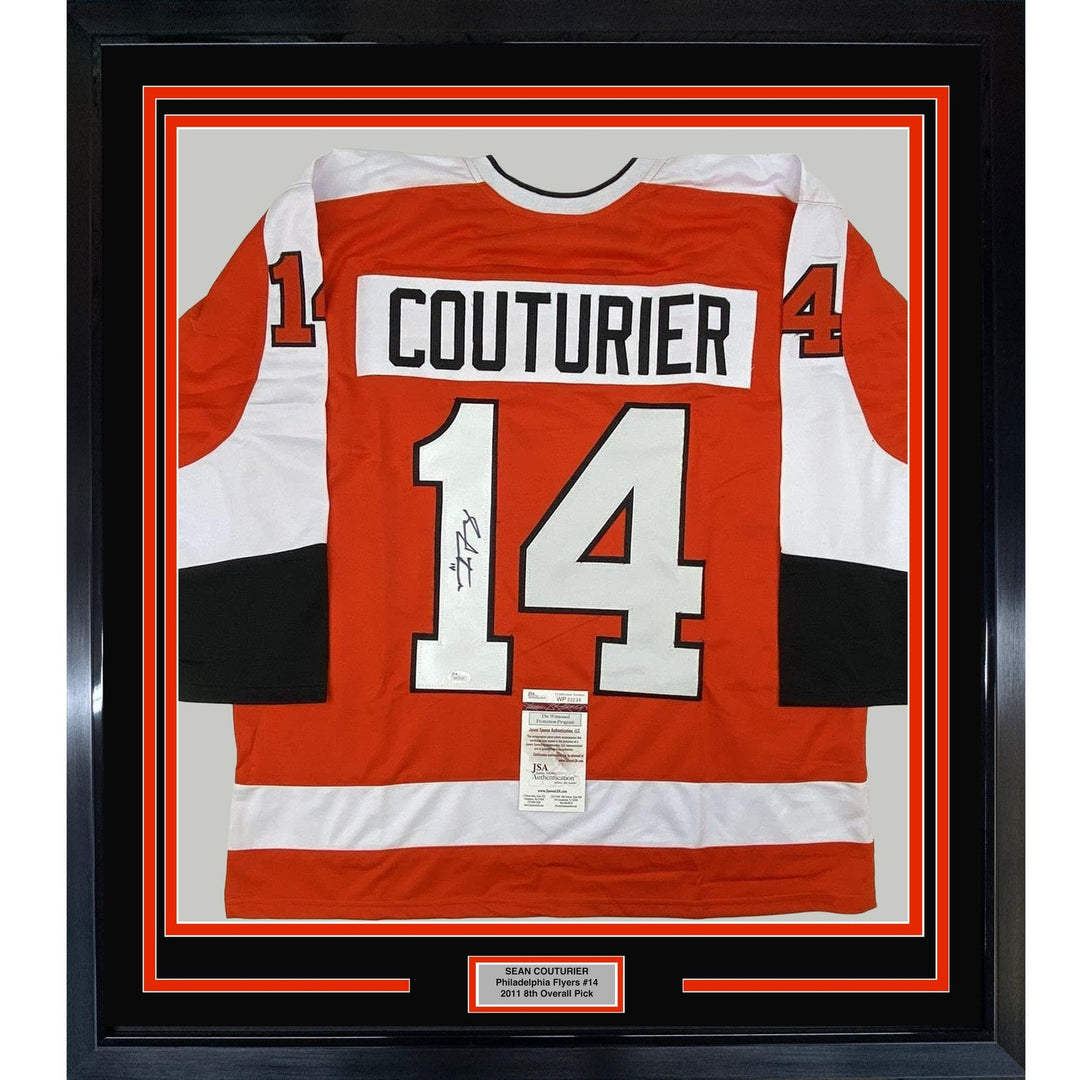 FRAMED Signed SEAN COUTURIER 35x39 Philly Orange Jersey JSA COA Auto