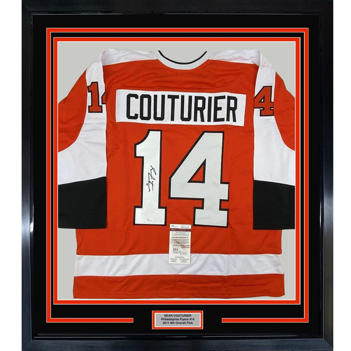 FRAMED Signed SEAN COUTURIER 35x39 Philly Orange Jersey JSA COA Auto