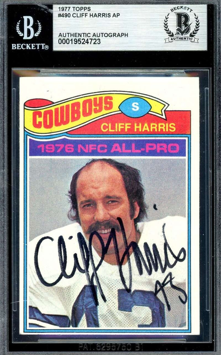 Cliff Harris Beckett BAS Signed 1977 Topps Autograph Cowboys
