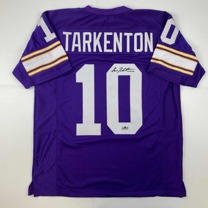 Facsimile Autographed Fran Tarkenton Minnesota Purple Reprint Jersey Men's XL