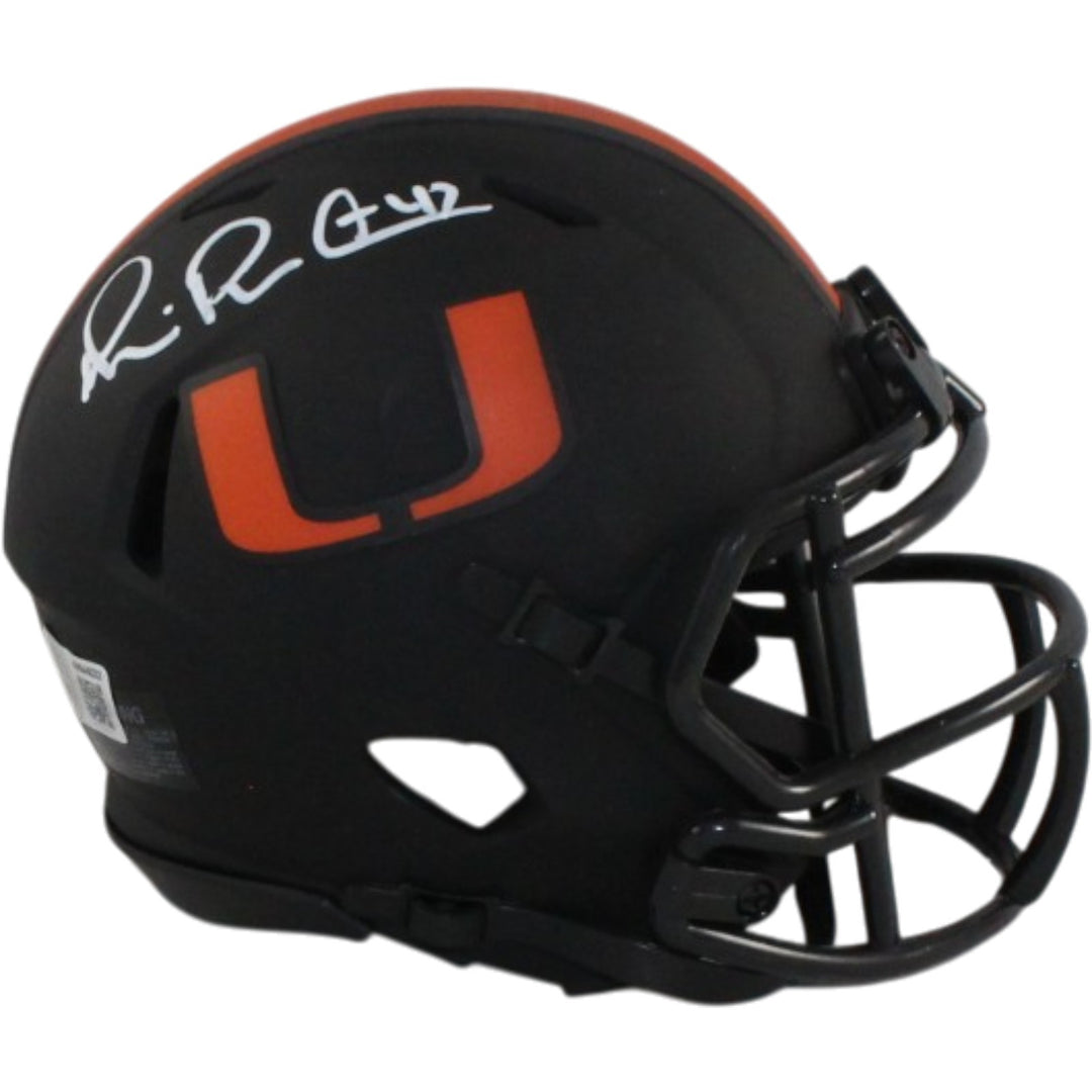 Michael Irvin Autographed Miami Hurricanes Eclipse Mini Helmet Beckett 56382