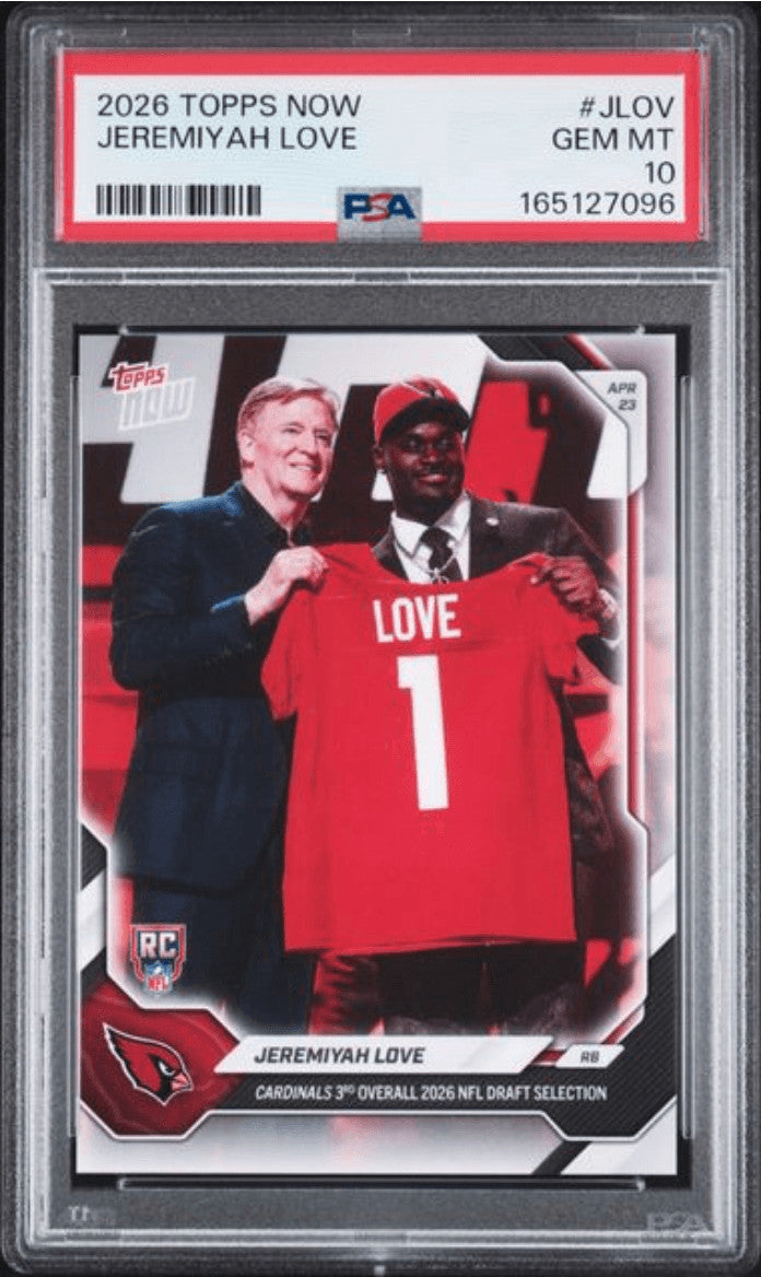 Graded 2026 Topps Now Jeremiyah Love #JLOV Rookie RC Football Card PSA 10