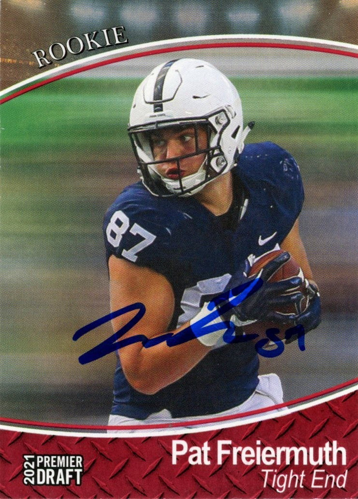 Pat Freiermuth Autographed 21 SAGE Premier Draft Red Base #92 Card Beckett 56968