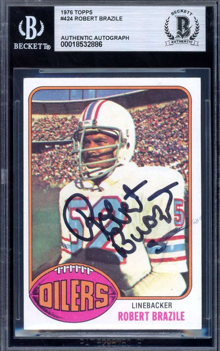 Robert Brazile Beckett BAS Signed 1976 Topps Rookie Autograph Oilers