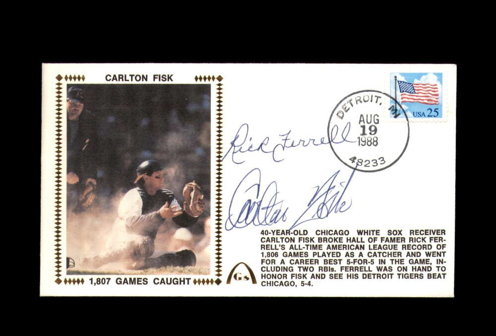 Carlton Fisk Rick Ferrell PSA DNA Signed FDC 1988 1807  Games Caught