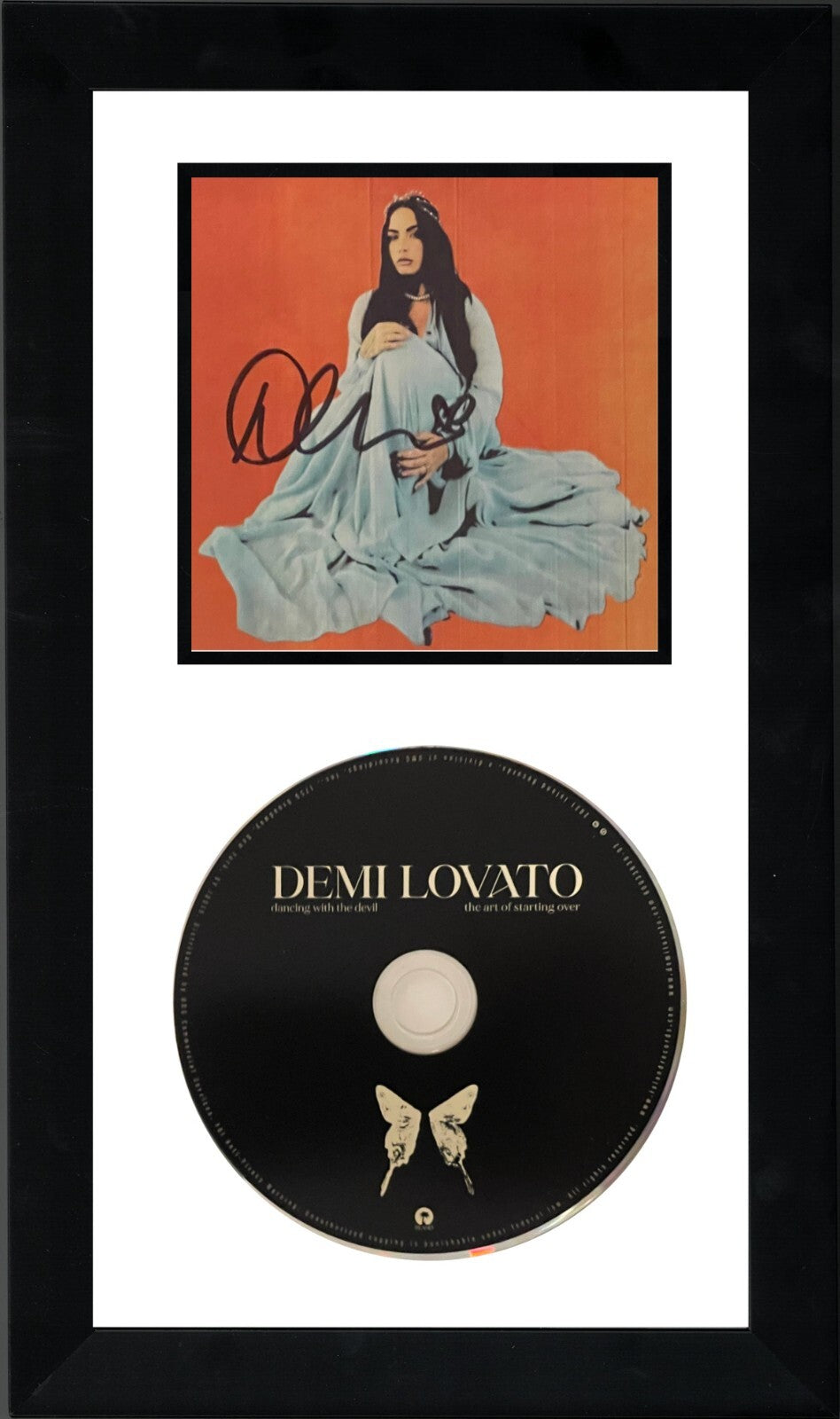 Demi Lovato signed 2021 Dancing With The Devil 4x4 Art Card Framed Cover/CD- JSA
