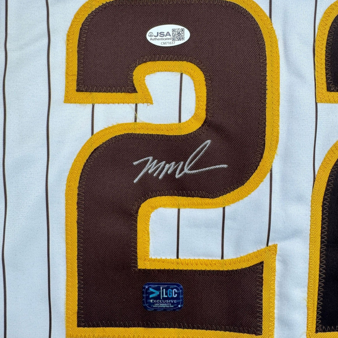 Autographed/Signed Mason Miller San Diego Pinstripe Baseball Jersey JSA COA