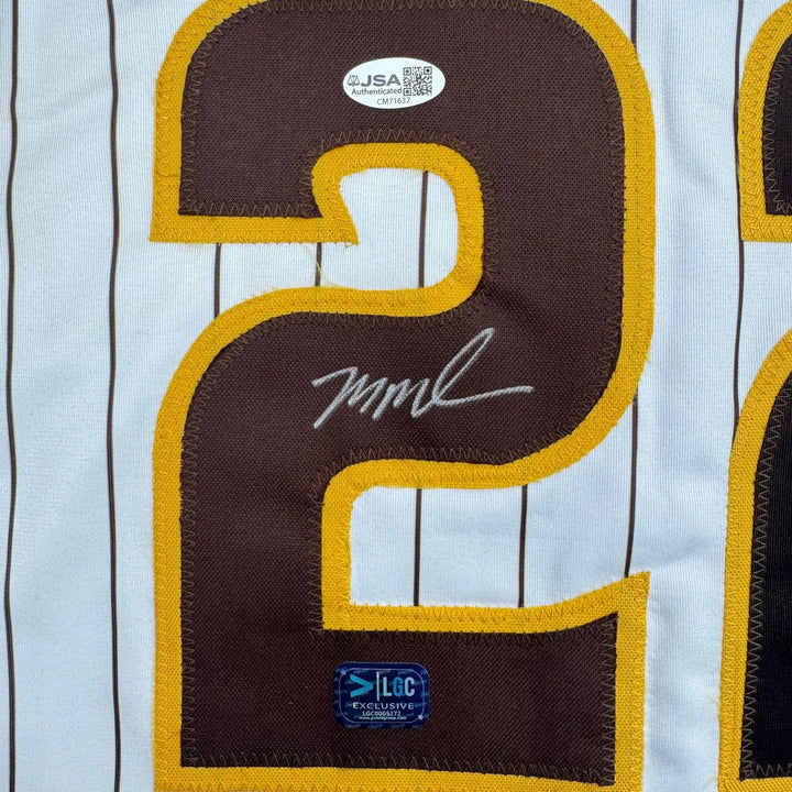 Autographed/Signed Mason Miller San Diego Pinstripe Baseball Jersey JSA COA