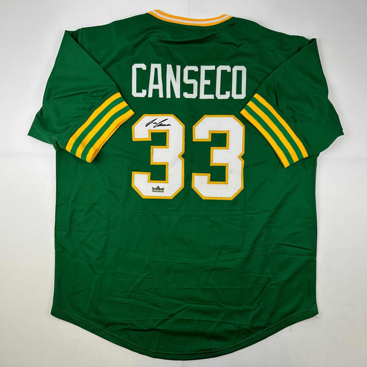 Facsimile Autographed Jose Canseco Oakland Green Reprint Jersey Size Men's XL
