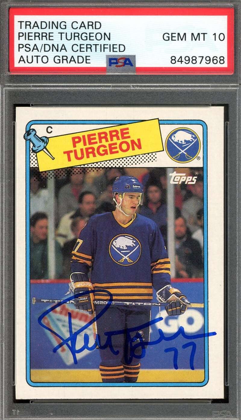 Pierre Turgeon Gem Mint 10 PSA DNA Signed 1988 Topps Rookie Autograph