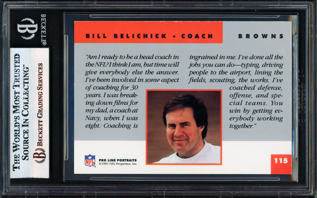 Bill Belichick Signed 1991 Pro Line RC 115 Browns "To Dave" Beckett #17856363