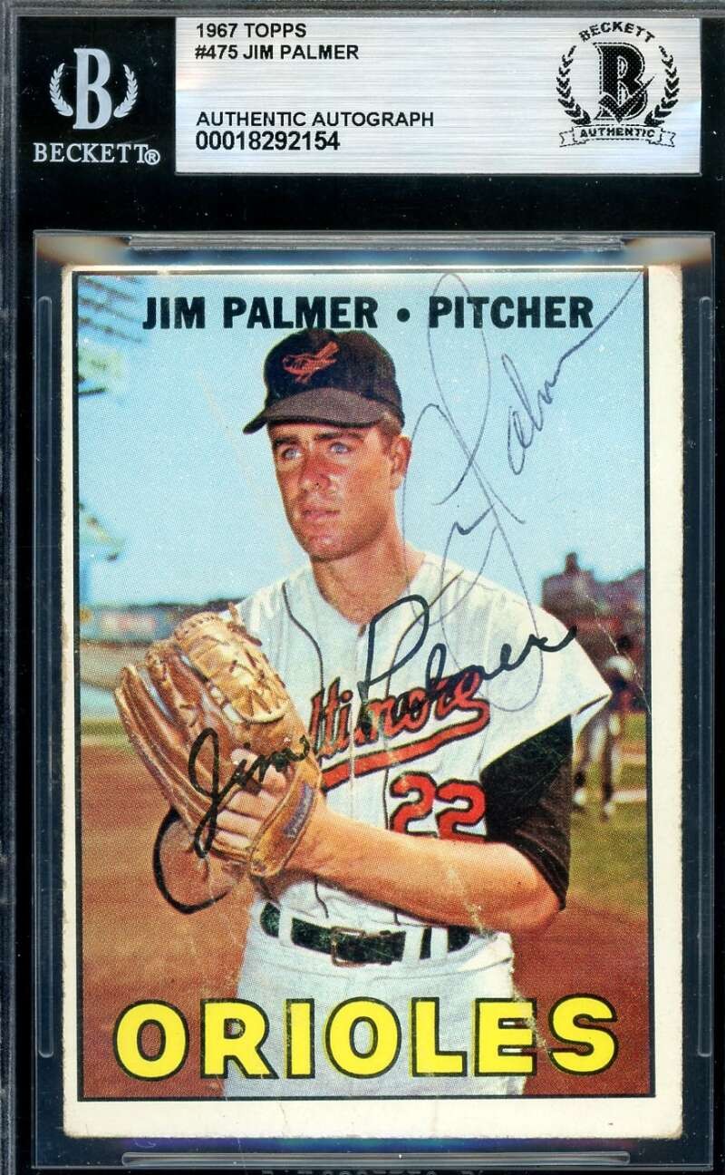 Jim Palmer Beckett BAS Vintage Signed 1967 Topps Autograph